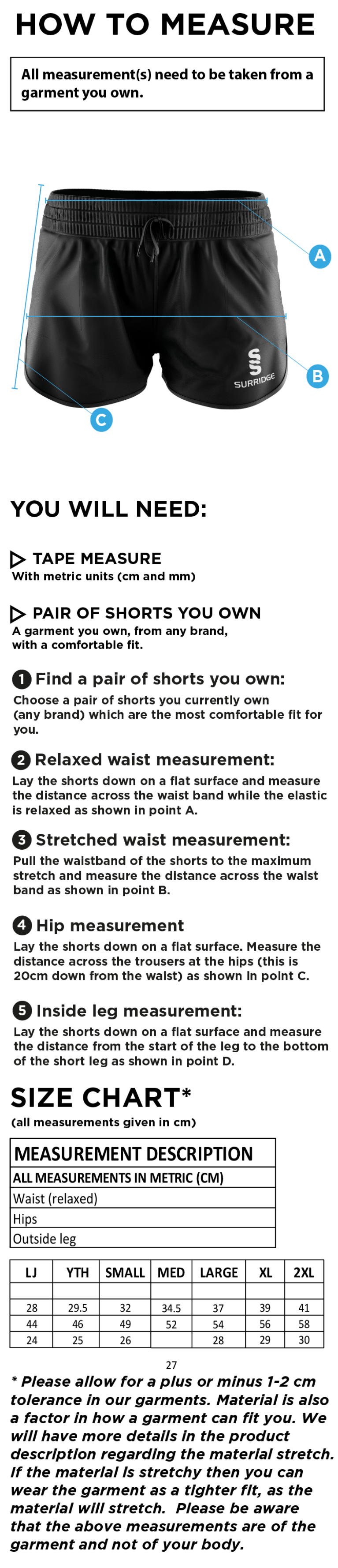 Ilkley Badminton Club - Dual Active Short - Women's - Size Guide